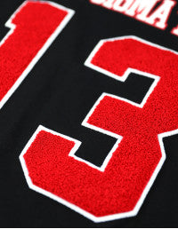 DST OVERSIZED CHENILLE FOOTBALL JERSEY TEE_BLACK