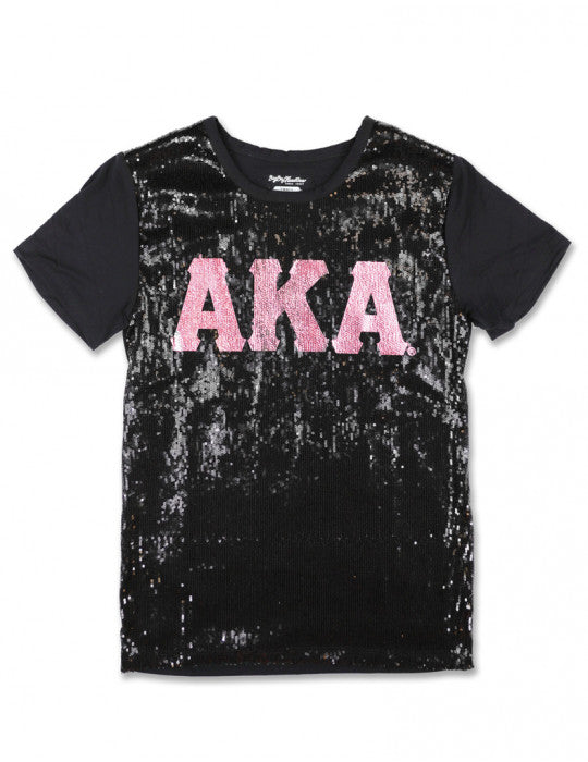 AKA SEQUIN TEE_BLACK