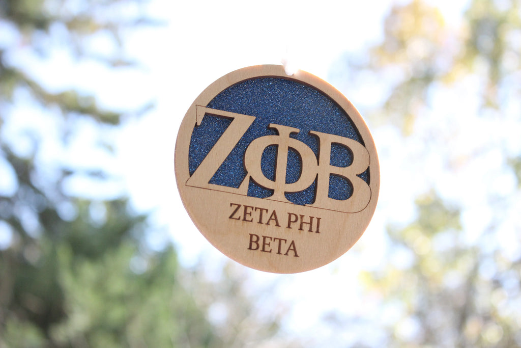 Zeta Phi Beta - Laser Carved Greek Letter Ornament - 3" Round