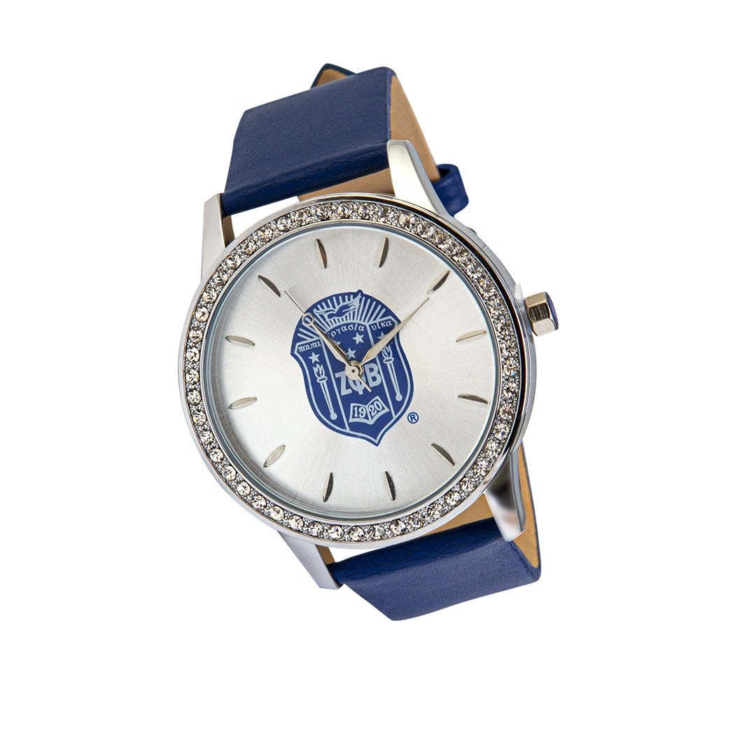 Zeta Phi Beta Leather Band Watch w/ Shield